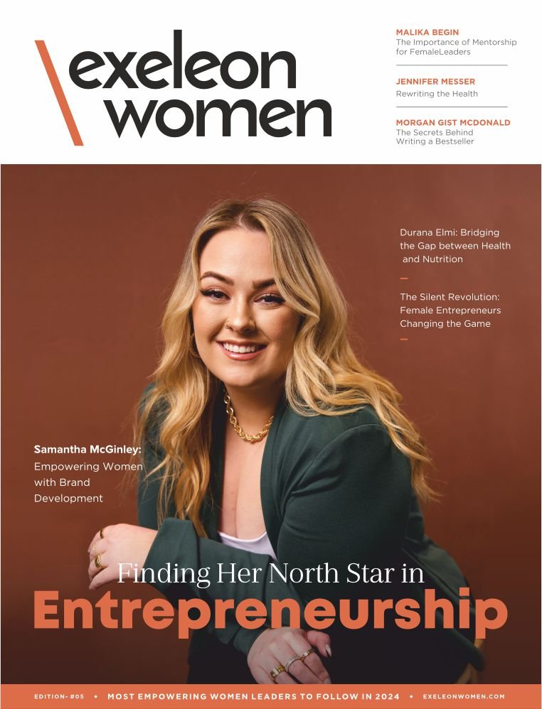 Samantha McGinley on Exeleon Magazine Cover - Business Magazine